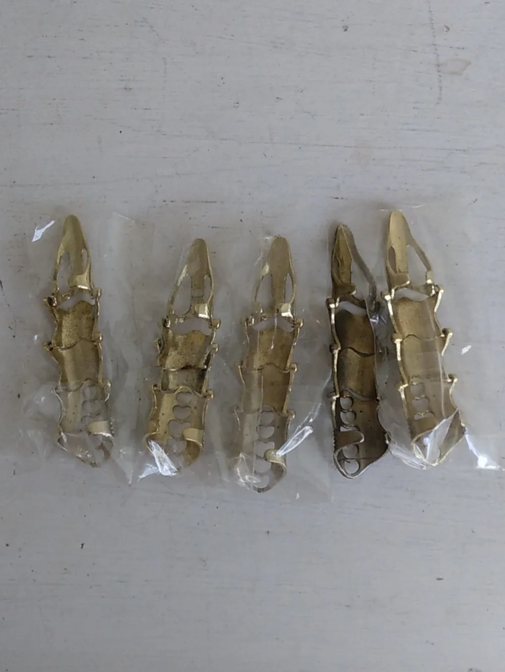 Gothic Gold Brass Full Finger Claw Ring Set Of 5